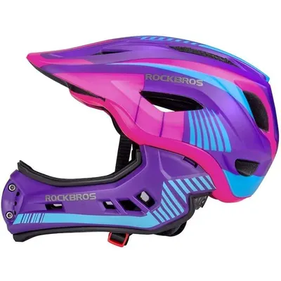 Casca Full Face Rockbros copii roz/mov/albastru 48-52 cm