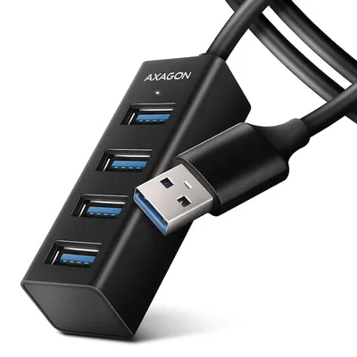 USB Hub AXAGON - HUE-M1AL, 4 porturi , USB-A, 1.2 m, negru