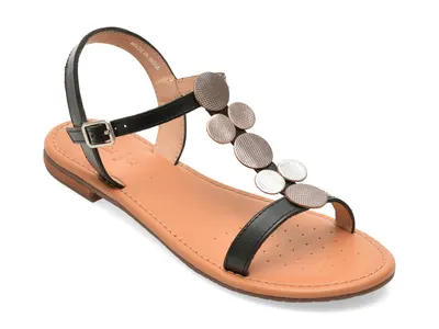 Sandale GEOX negre, D65LXE, din piele naturala