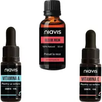 Pachet Ulei de Ricin Presat la Rece 50ml + Vitamina E 10ml + Vitamina A 10ml