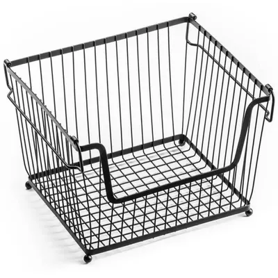 Cos Metalic pentru Fructe si Legume, 32 x 20 x 13.5 cm, Negru, Vilde