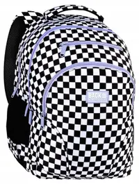 Ghiozdan școlar BackUp 8 W - Checkerboard Purple, cu 3 compartimente