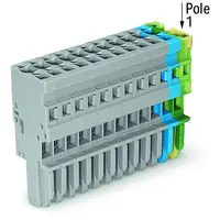 1-conductor female plug; 4 mm²; 14-pole; 4,00 mm²; gray, blue, green-yellow