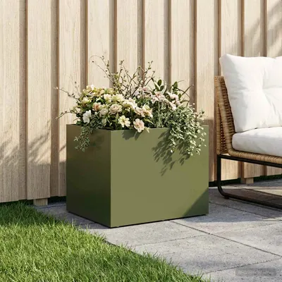vidaXL Vază pentru Grădină Verde măsliniu 40 x 30 x 30 cm