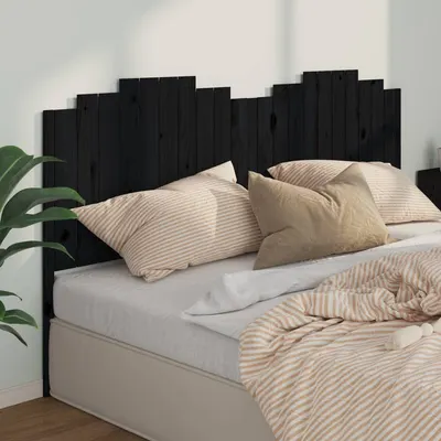 vidaXL Tăblie de pat, negru, 206x4x110 cm, lemn masiv de pin