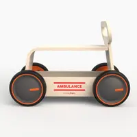 Ride-On copii din lemn MamaToyz 3 in 1 Ambulanta DriveMe Wood masinuta ride-on, premergator si carucior de jucarii, recomandat copiilor de la 10 luni, roti silentioase cu viteza reglabila in functie de varsta copilului