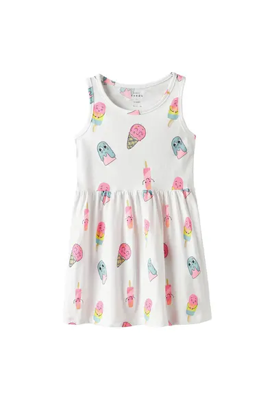 Rochie fete 13230153 - Bumbac - Alb - Alb