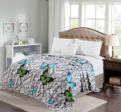 Patura cocolino 200x230 cm alba cu fluturasi