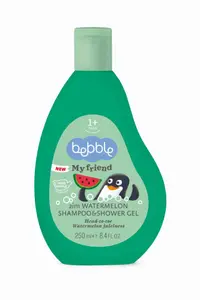 Gel de dus si sampon 2in1 pentru copii Bebble My Friend cu aroma de Pepene verde, cu vitamina B3, panthenol, cantitate 250 ml
