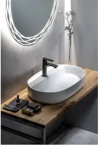 Lavoar cu montaj pe blat 60x40 cm, orificiu pentru baterie, alb, Isvea Infinity