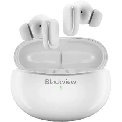 Casti wireless in-ear Blackview AirBuds 30, AI Real-time Translator, Bluetooth 5.4, IPX7, Ceramic White