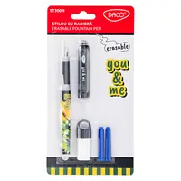 Stilou cu radiera Daco You&Me negru + 2 rezerve + dispozitiv curatare