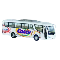 Autobuz sportiv die-cast Coach, cu functie pull-back, 18 cm lungime, alb