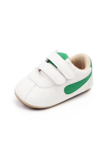 Pantofi Sport Velcro - Piele ecologica - Alb/Verde