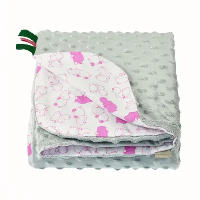 Paturica Minky pentru copii 75x75 cm Grey with Hippo