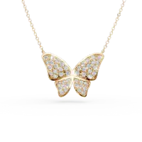Lant cu pandantiv fluture din aur galben cu diamante de 0.55ct