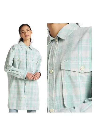 Camasa dama Elongated Overshirt - verde - 100% bumbac - croiala regular fit - Marime