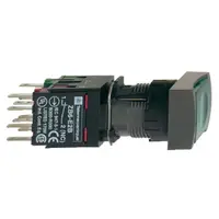 Buton Iluminat Verde Ø 16, dreptunghiular, Blocare Incastrata, 12, 24 V, 1No