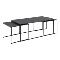 Măsuțe de cafea negru-mat 3 buc. cu blat cu aspect de marmură 60x120 cm Infinity – Actona