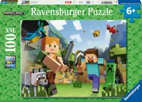 Puzzle Ravensburger din 100 XXL piese - Minecraft: Steve și Alex