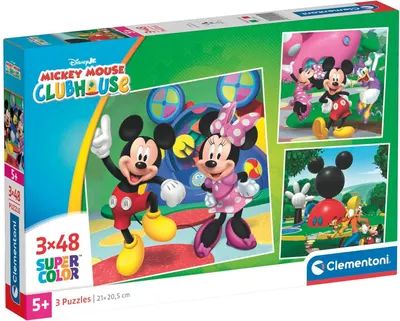 Puzzle pentru copii Clementoni de 3 x 48 piese - Clubul lui Mickey Mouse