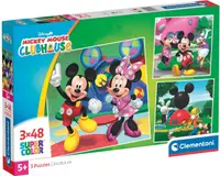 Puzzle pentru copii Clementoni de 3 x 48 piese - Clubul lui Mickey Mouse