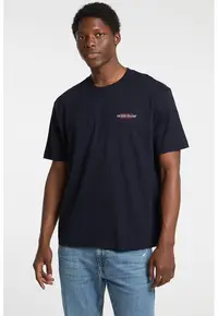 Tricou lejer cu imprimeu logo - Rosu/Alb optic/Bleumarin