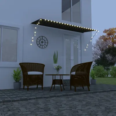 vidaXL Copertină retractabilă cu LED, antracit, 350 x 150 cm