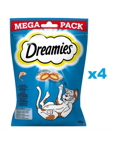 DREAMIES Mega Pack 4x180 g gustare cu somon pentru pisici
