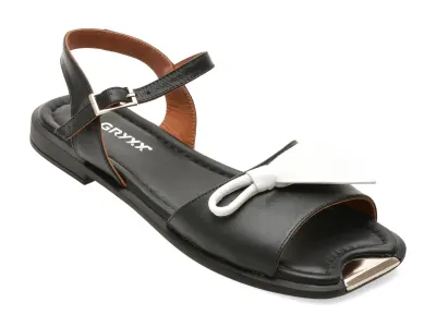 Sandale GRYXX alb-negru, 208421, din piele naturala