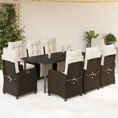 Gossi set mobilier de gradina cu perne, 9 piese, maro, poliratan