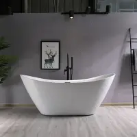 Cada baie freestanding slim 150 x 77 cm, ovala cu preaplin, Bella Foglia