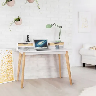 Birou modern Jumi 110x60x90/75 cm – design scandinav, funcționalitate și eleganță naturală