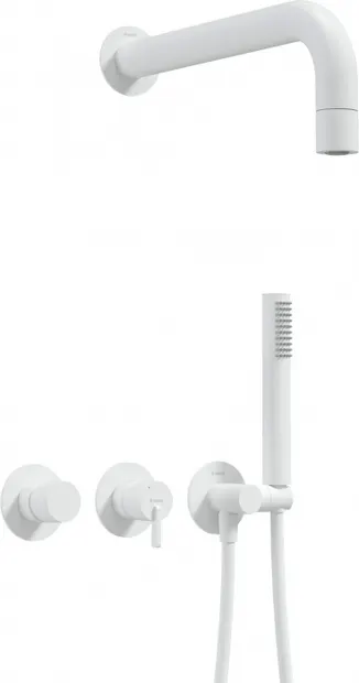 Set de dus incastrat, brat dus ploaie, para de dus si baterie, alb, Deante Silia
