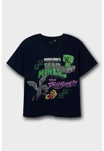 Tricou din bumbac organic cu imprimeu grafic - Verde/Albastru ultramarin