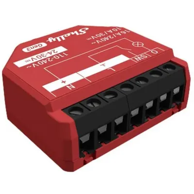 Releu inteligent Shelly 1PM GEN3, 1 canal, 16A, WiFi, functie de monitorizare consum 3800235261798