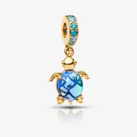 Talisman Pandantiv Broasca Albastra Gold Cu Argint