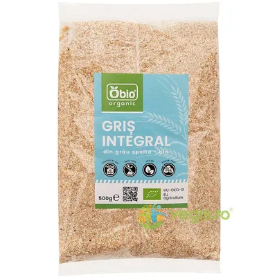 Gris Integral din Grau Spelta fara Zahar Ecologic/Bio 500g