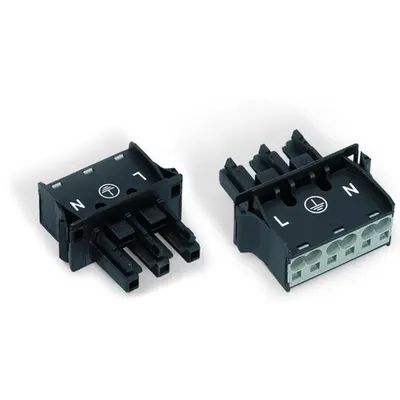 Snap-in socket; with protruding mating face; 3-pole; Cod. A; 4,00 mm²; black
