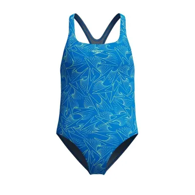 Speedo Meisjes Badpak Hyperboom Allover Medalist Blauw/Groen