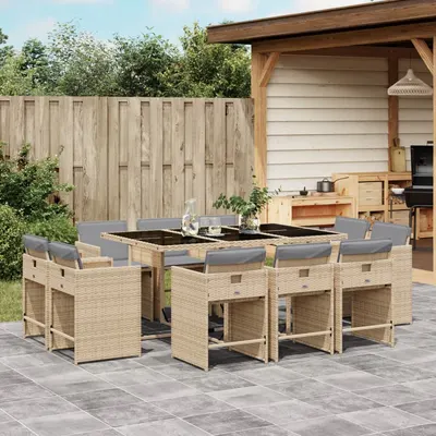 Gossi set mobilier gradina cu perne, 11 piese bej combinat poliratan
