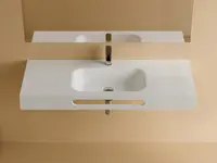 Lavoar din compozit suspendat cu suport prosop, 121 x 46 cm, alb, Foglia Porto