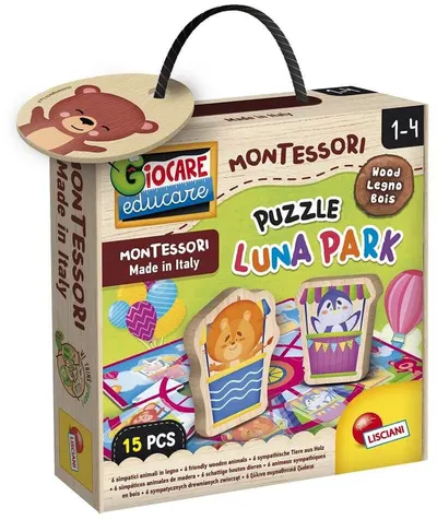 Puzzle din lemn pentru copii Lisciani Giochi - Montessori Baby Luna Park