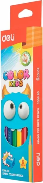 Creioane colorate Deli Color Kids - EC00660, 6 culori