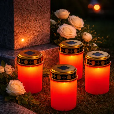 Set 4 x Candela solara LED, lumanare cu efect de flacara