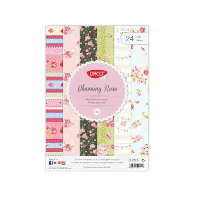 Hartie decorativa, 30x30cm, 24coli, Blooming Rose, Daco