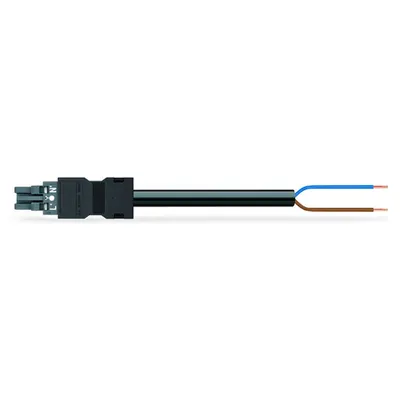 pre-assembled connecting cable; Eca; Socket/open-ended; 2-pole; Cod. L; H05Z1Z1-F 2 x 2.5 mm²; 8 m; 2,50 mm²; dark gray