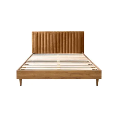 Pat matrimonial arămiu/natural cu somieră 160x200 cm Oceane – Bobochic Paris