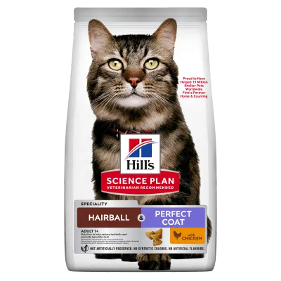 Hrana uscata pisici, Hill's Science Plan Feline Hairball and Perfect Coat, Chicken, 3 kg