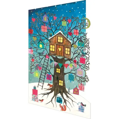 Felicitări 5 buc. cu model de Crăciun Treehouse – Roger la Borde